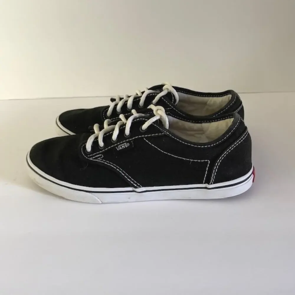 Vans Authentic Black Canvas Lace Up Sneakers Boys Size 6 Classic Skate Shoes